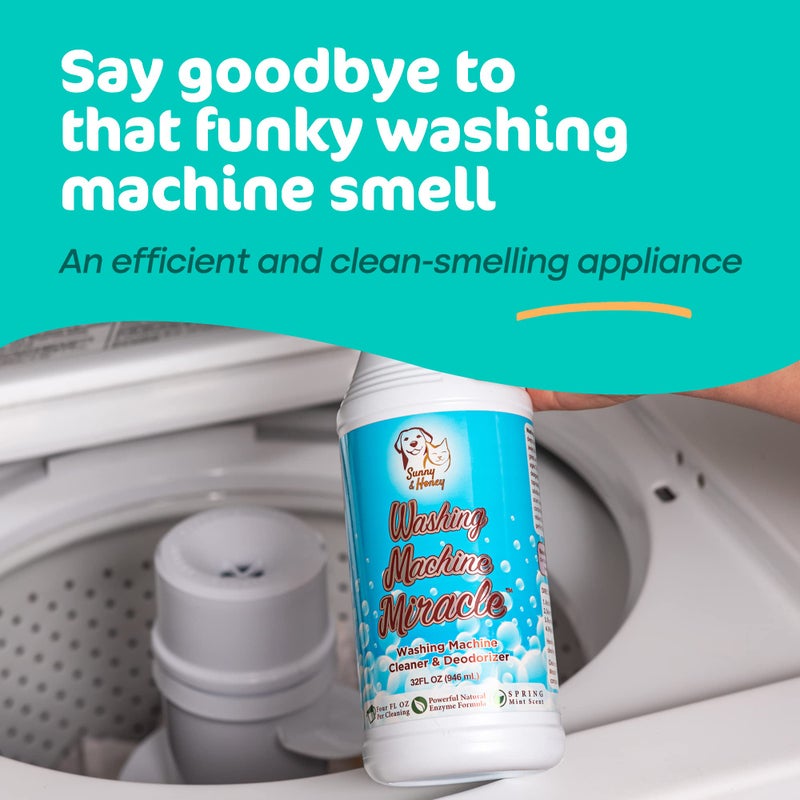 Sunny & Honey Liquid Washing Machine Cleaner & Deodorizer - Top & Front Load Washer Cleaner - 32 fl oz Washing Machine Deodorizer - Laundry Supplies - Image 1