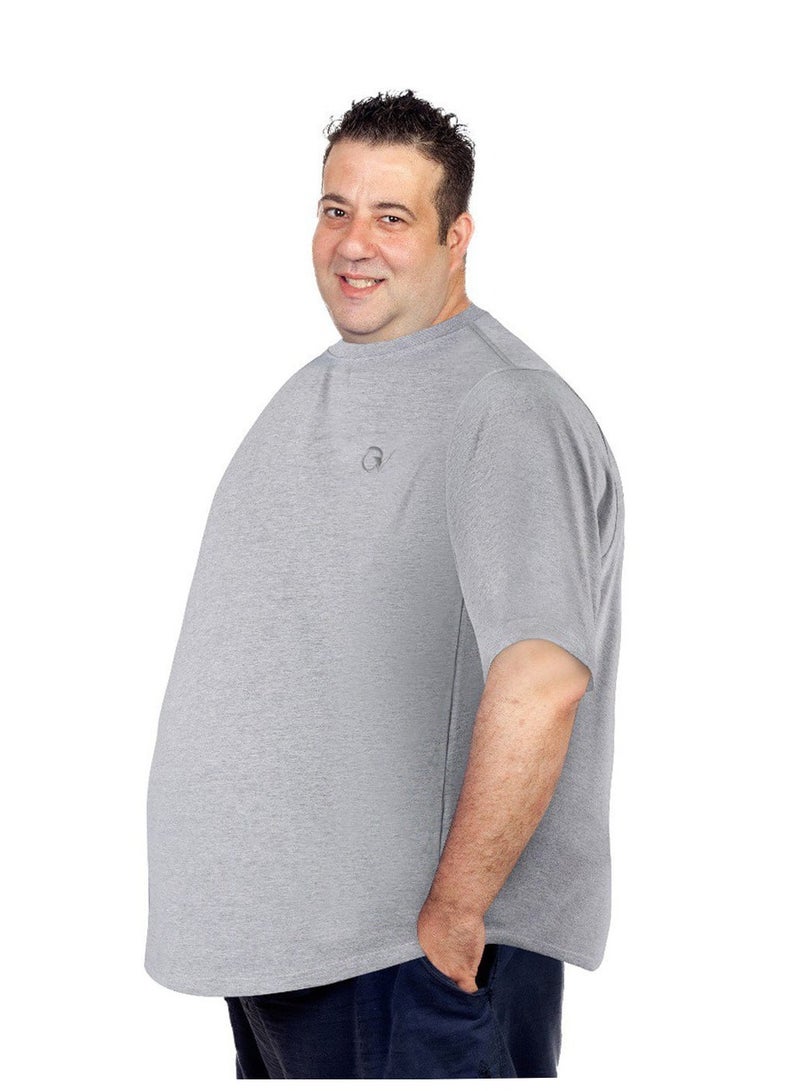 OVERS Plus Size Plain Light Grey T-Shirt  for Men - Image 1