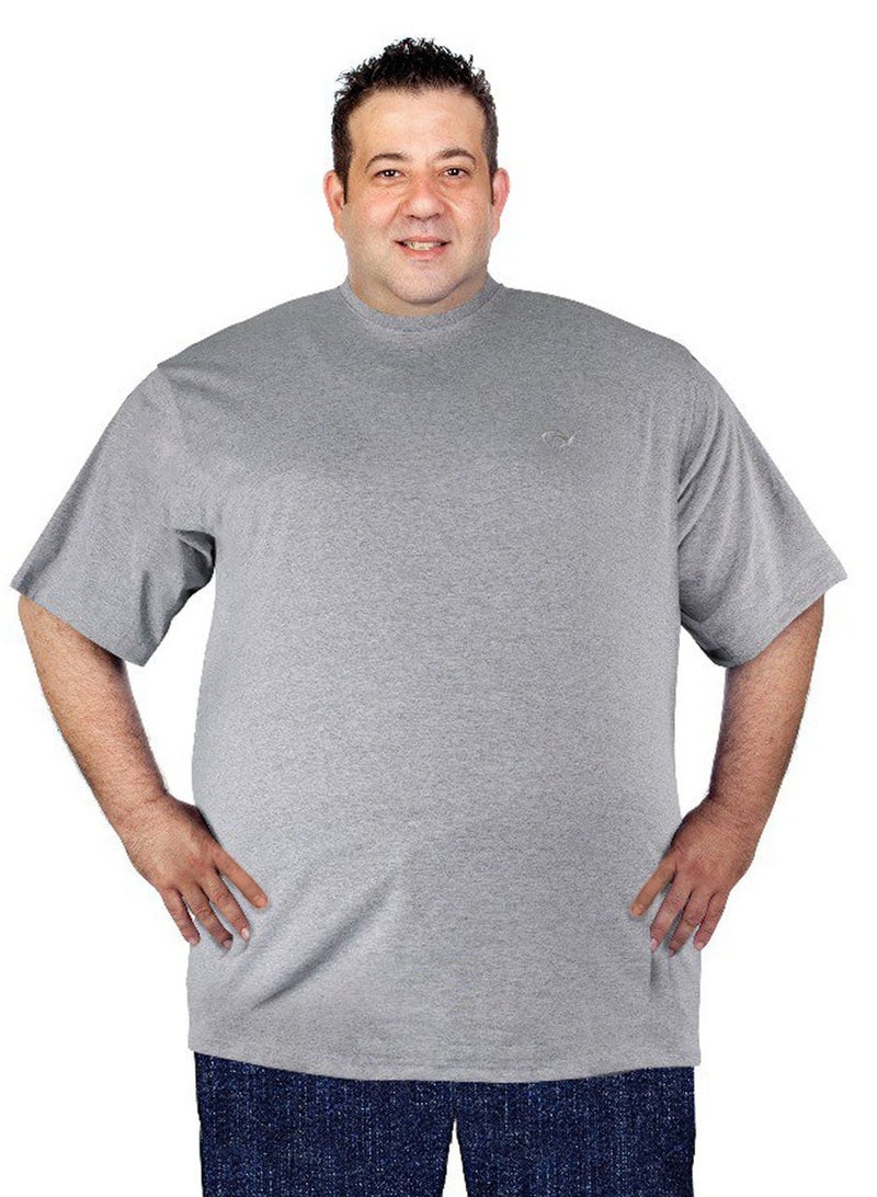 OVERS Plus Size Plain Light Grey T-Shirt  for Men - Image 4