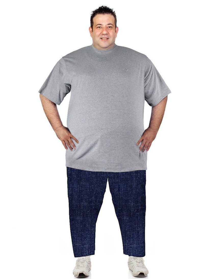 OVERS Plus Size Plain Light Grey T-Shirt  for Men - Image 3