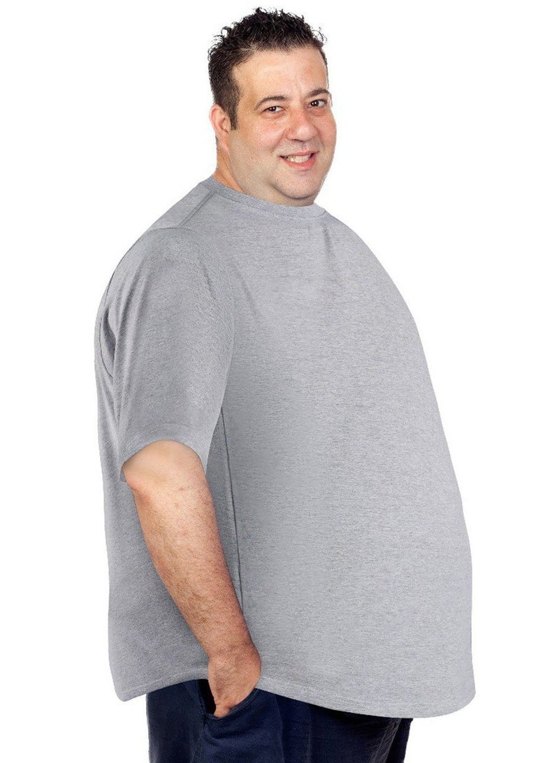 OVERS Plus Size Plain Light Grey T-Shirt  for Men - Image 5