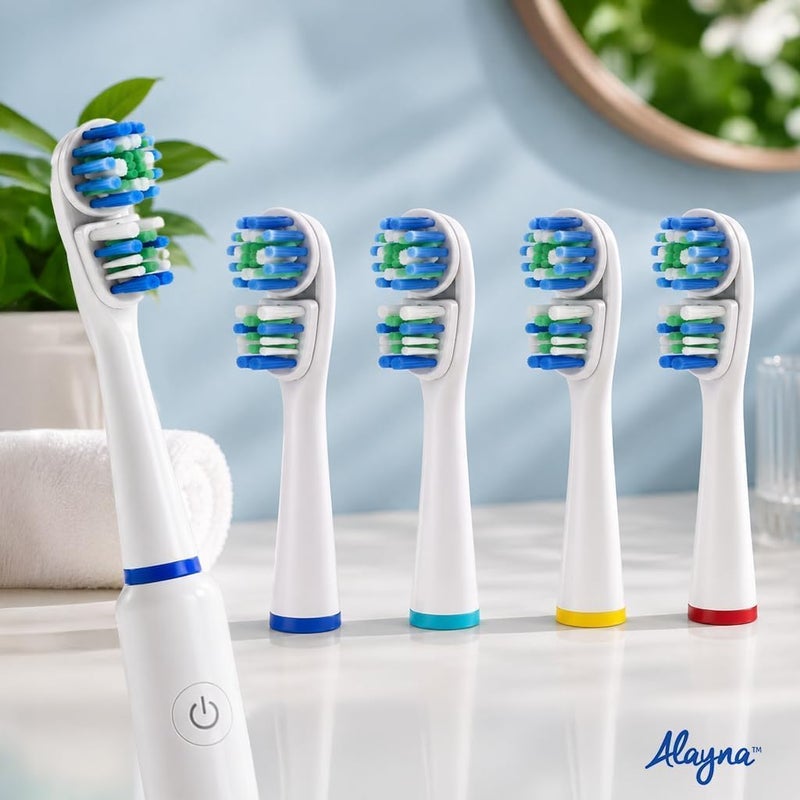 ألابينا رؤوس فرشاة ألاينا البديلة المتوافقة مع OralB Braun - أفضل تنظيف مزدوج، عبوة من 12 رأس فرشاة أسنان كهربائية بديلة - لـ Oral B Pro، 1000، 8000، 9000، للبالغين، الأطفال، Vitality، Dual Plus! - Image 5