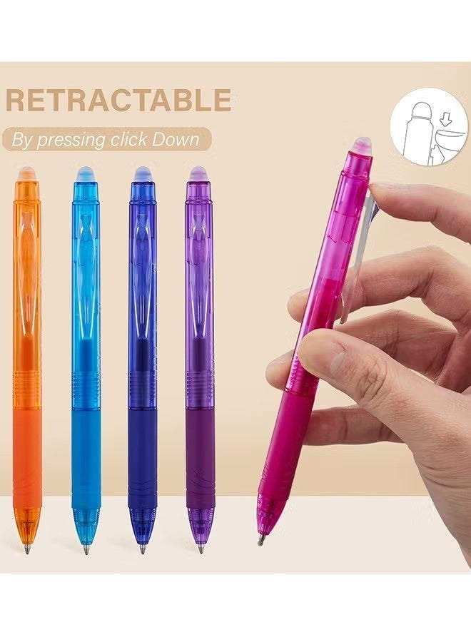 8-Pack Retractable Erasable Gel Pens Clicker, Fine Point 0.5mm, Assorted Color Inks for Drawing Writing - Image 3