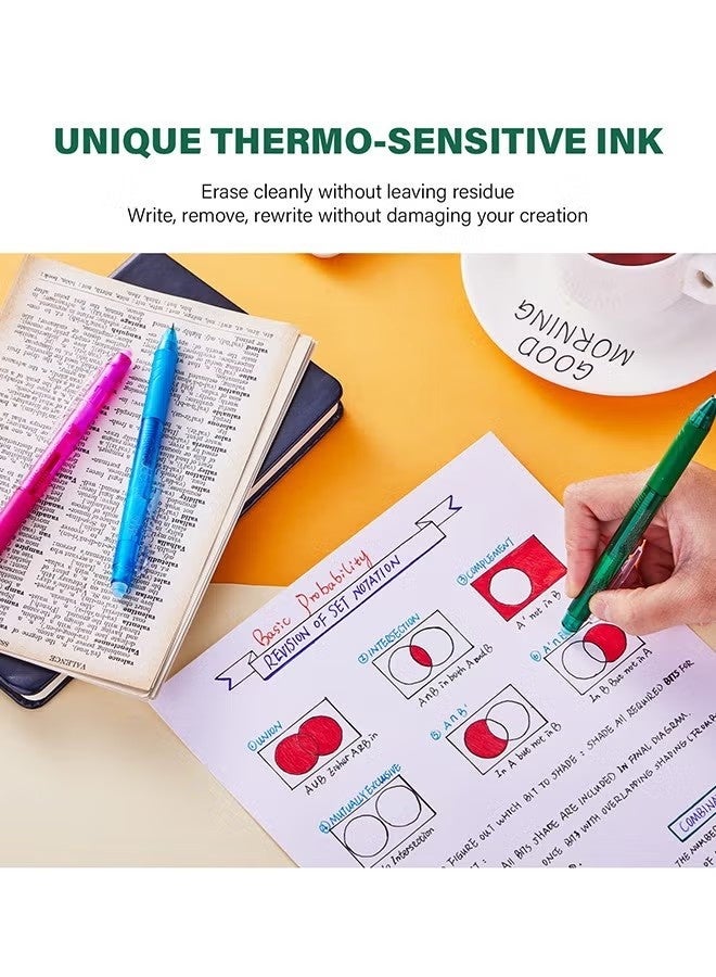 8-Pack Retractable Erasable Gel Pens Clicker, Fine Point 0.5mm, Assorted Color Inks for Drawing Writing - Image 4