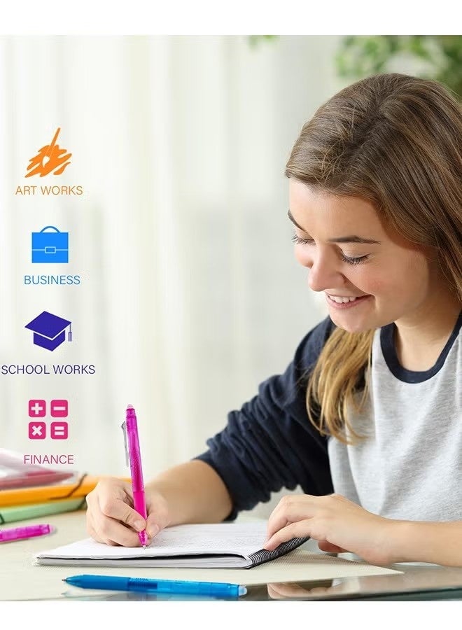 8-Pack Retractable Erasable Gel Pens Clicker, Fine Point 0.5mm, Assorted Color Inks for Drawing Writing - Image 5