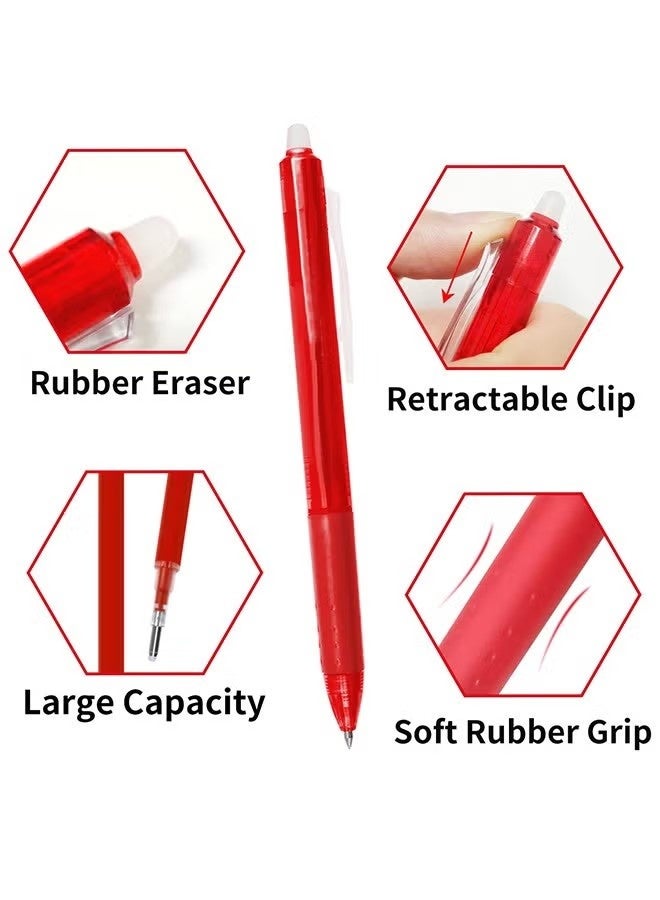 8-Pack Retractable Erasable Gel Pens Clicker, Fine Point 0.5mm, Assorted Color Inks for Drawing Writing - Image 2