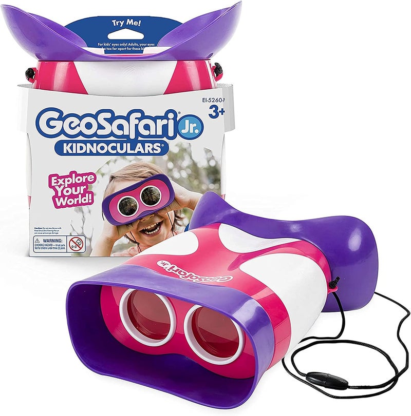 Educational Insights GeoSafari Jr. Kidnoculars - Pink Binoculars for Toddlers and Kids, Ages 3+ - Image 1