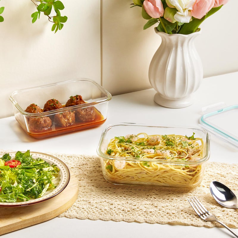 في توب مارت Vtopmart 2 عبوة 1860 مل/63 أونصة حاويات زجاجية كبيرة لتخزين الطعام مع أغطية مجموعة حاويات الطعام المعدة للوجبات مع غطاء محكم الإغلاق للخبز في فرن الميكروويف ومضاد للتسرب للفريزر وغسالة الأطباق باللون الأخضر - Image 5