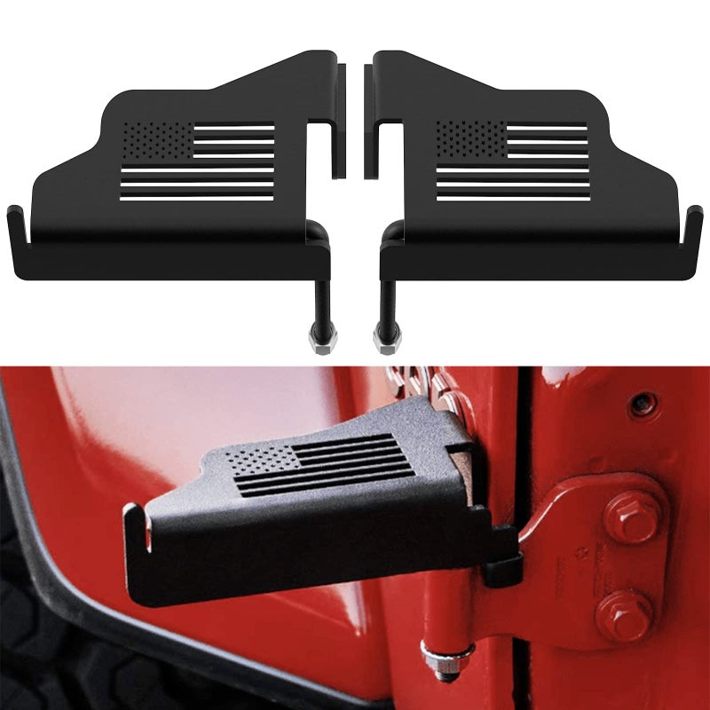 Dooroff Foot Pegs for Jeep Wrangler Exterior Door Hinge Mounted Pedal Set of 2 Metal Powdercoated Bolt On InstallationCompatible with Jeep Wrangler JK JL Gladiator JT 20072024