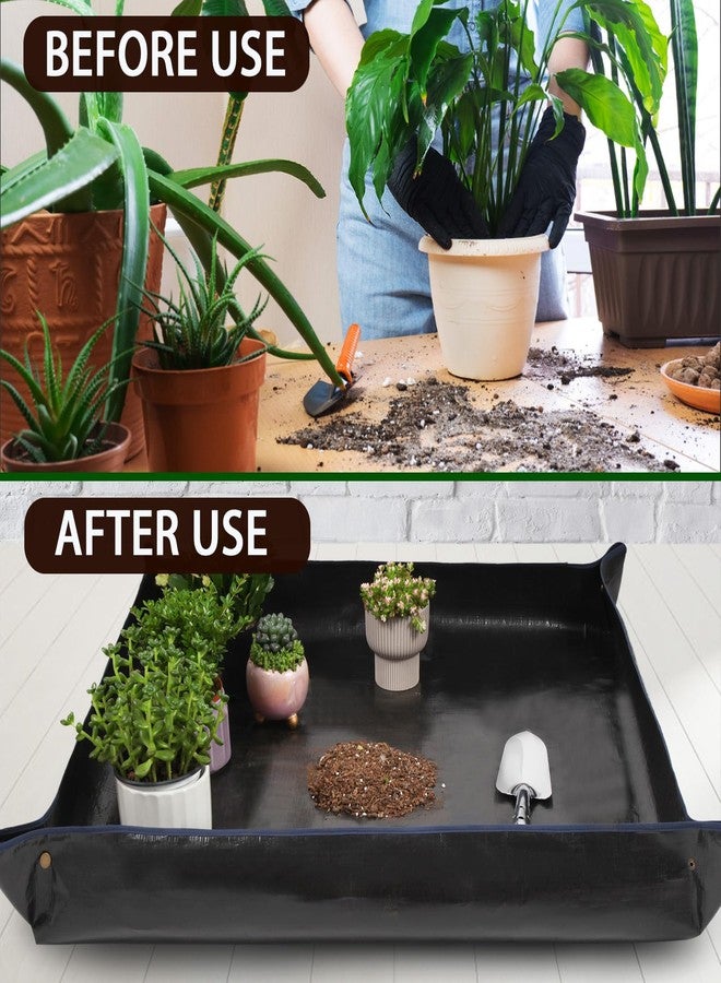 WondMall 39.4" x 39.4" Large Plant Repotting Mat for Indoor Plants, Portable and Foldable Gardening mat, Waterproof Transplanting Potting Mat in Garden Outdoor - Image 2