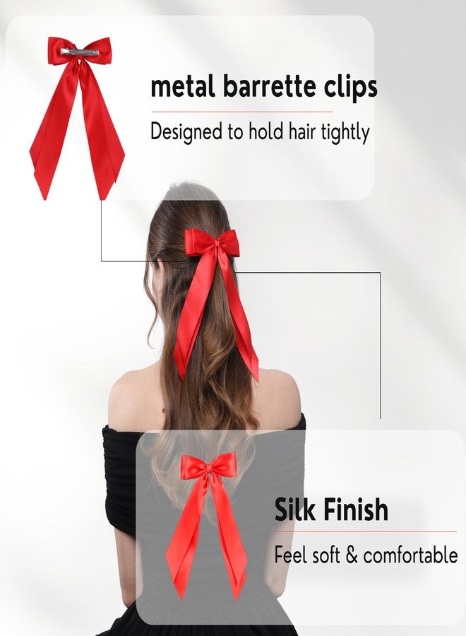 LuSeren 2 PCS Double Layer Hair Bows Red Hair Ribbon Clips Ponytail Holder Accessories for Women Girls Toddlers Teens Kids - Image 4