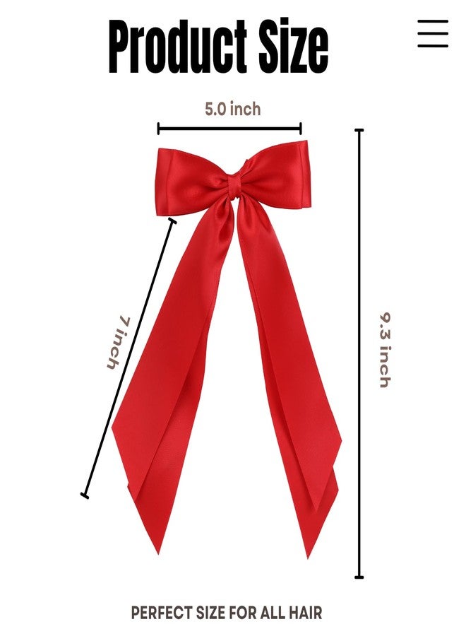 LuSeren 2 PCS Double Layer Hair Bows Red Hair Ribbon Clips Ponytail Holder Accessories for Women Girls Toddlers Teens Kids - Image 3