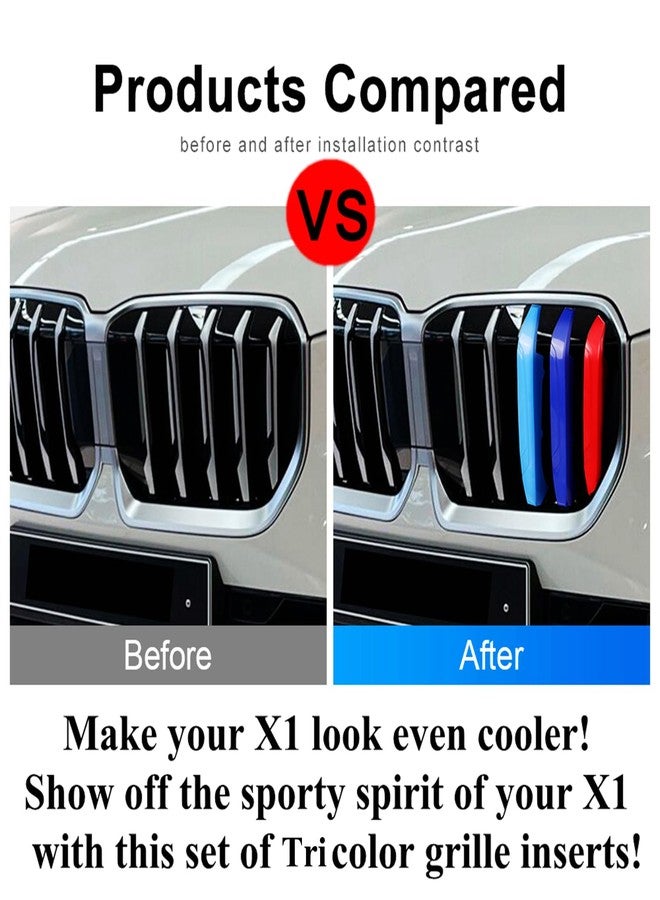 Goodream Tricolored Grille Insert Trims Compatible with BMW 2016-2019 X1 Accessories for Sport 8-Beams Kidney Grille - Image 3