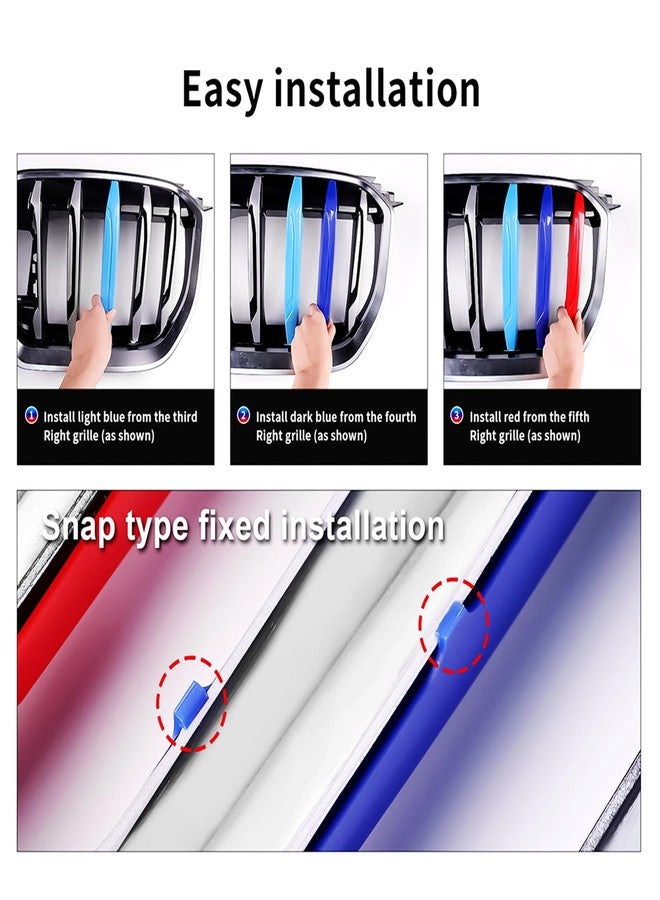 Goodream Tricolored Grille Insert Trims Compatible with BMW 2016-2019 X1 Accessories for Sport 8-Beams Kidney Grille - Image 5