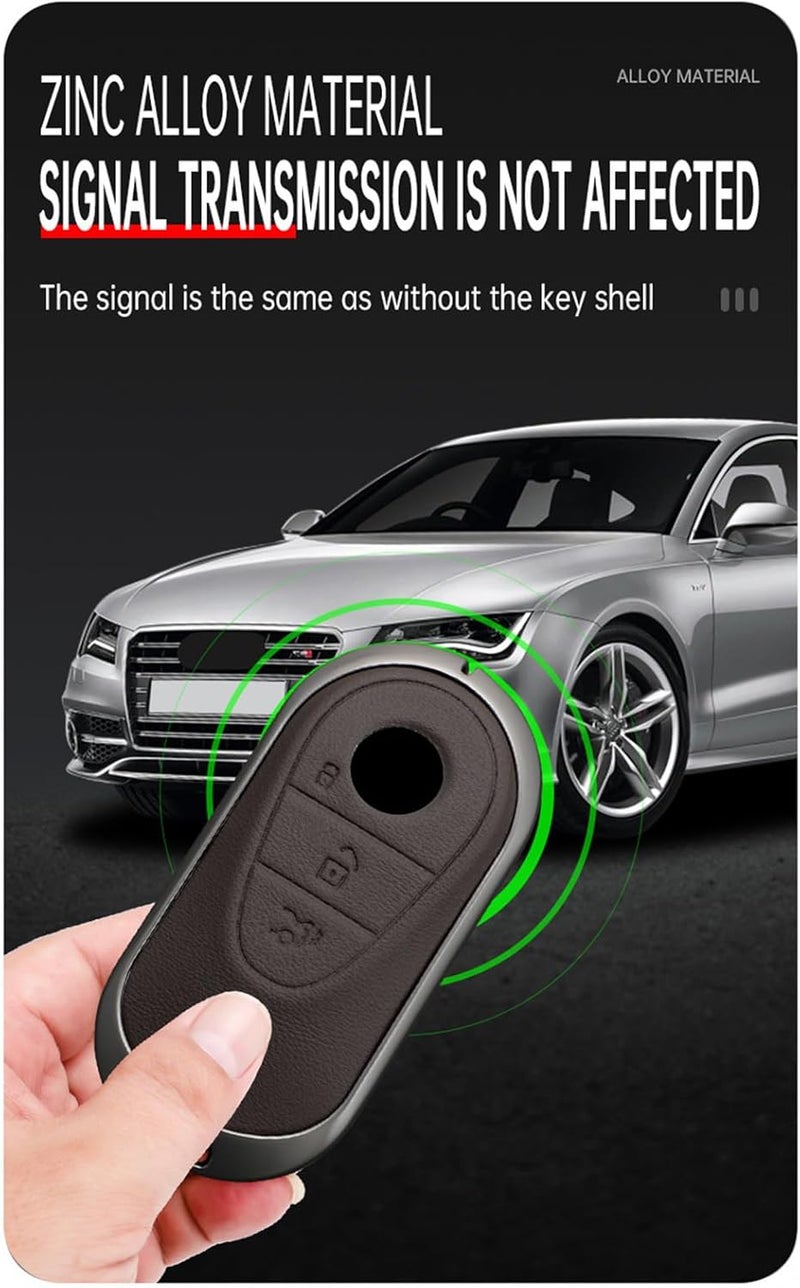 SANRILY Metal & Leather Key Fob Cover for Mercedes - Image 3