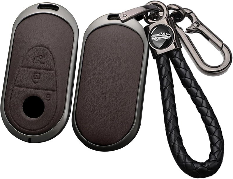 SANRILY Metal & Leather Key Fob Cover for Mercedes - Image 1