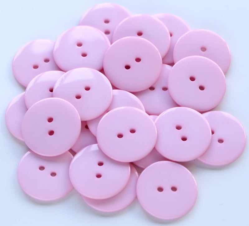 GANSSIA GANSSIA 1 Inch Pink Buttons 2 Holes 25mm Resin Button for Sewing and Craft Pack of 100PCS 