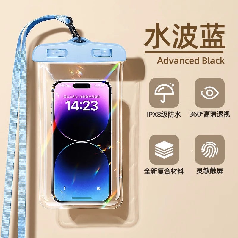 Mobile Phone Waterproof Bag Touchscreen Swimming Takeaway Special Rider Waterproof Sealed Bag Underwater Airbag Cover Photo Snorkeling Blue [classic-hd transparent] 