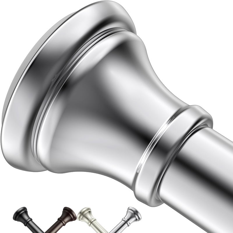 Chrome Shower Curtain Rods4372 Inches Rust Resistance Adjustable Tension Rod with Durable Spring No Drilling Use for Bathroom Bedroom Kitchen Balcony Home