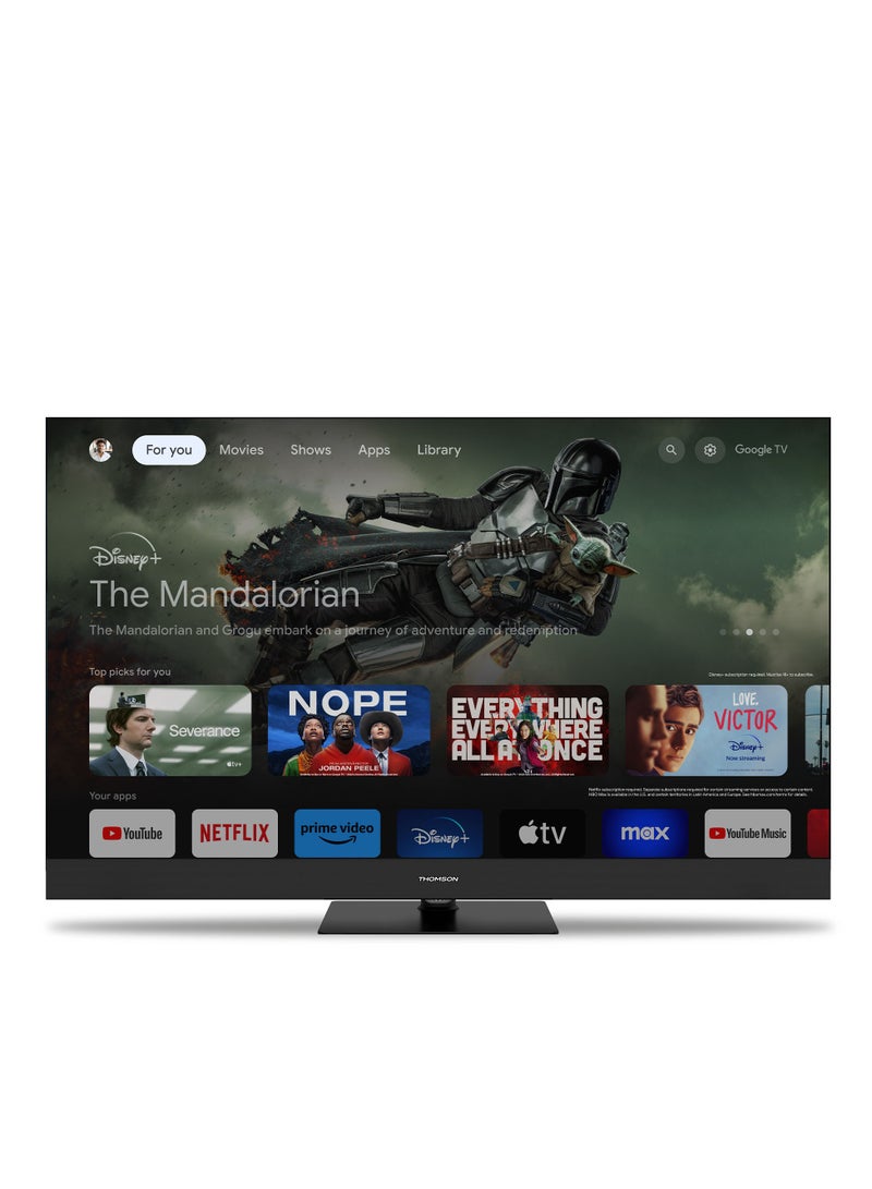 Thomson تلفاز Thomson 50 بوصة QLED Plus مع Google TV - موديل 2025 مع 4K UHD، Dolby Vision، مكبرات صوت أمامية، تحكم صوتي ذكي، مساعد صوتي من Google، يوتيوب ونتفليكس مدمجين، تلفاز ذكي، عرض نابض بالحياة - Image 2