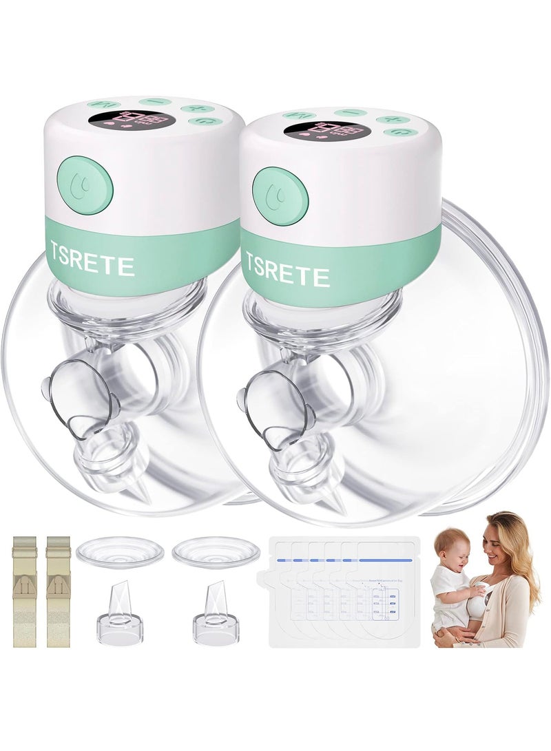 MiOne Double Electric Wearable Breast Pump Hands Free Green - Image 1