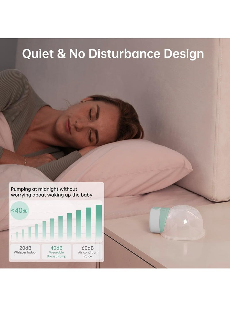 MiOne 2 Hands-Free Wearable Electric Breast Pump with LCD Display, 9 Levels and 2 Modes Rechargeable with Massage Mode Green - Image 4