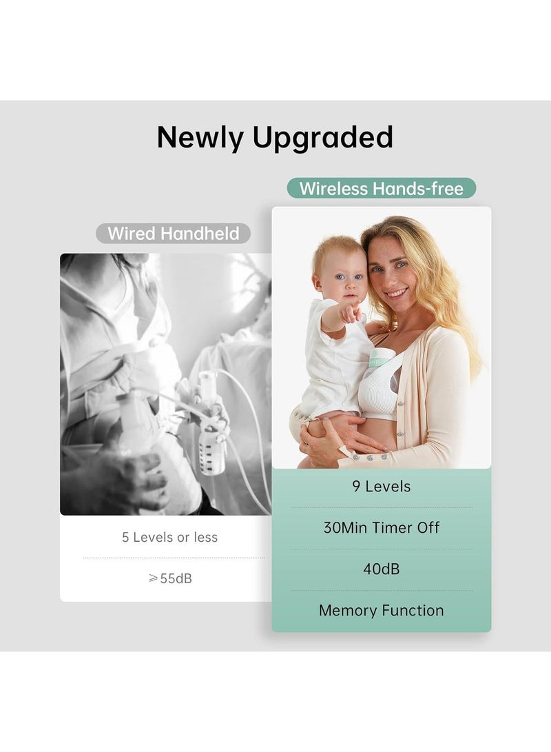 MiOne 2 Hands-Free Wearable Electric Breast Pump with LCD Display, 9 Levels and 2 Modes Rechargeable with Massage Mode Green - Image 5