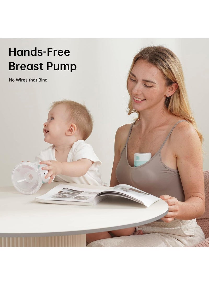MiOne 2 Hands-Free Wearable Electric Breast Pump with LCD Display, 9 Levels and 2 Modes Rechargeable with Massage Mode Green - Image 2