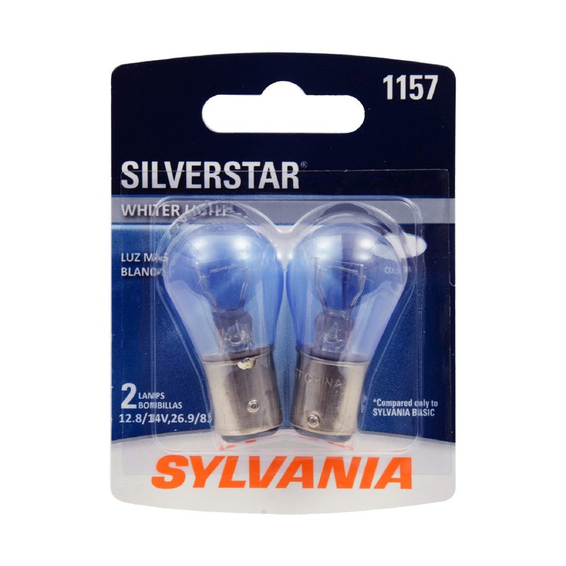 SYLVANIA - 1157 SilverStar Mini Bulb - Brighter and Whiter Light, Ideal for Daytime Running Lights (DRL) and Reverse Lights (Contains 2 Bulbs) - Image 1