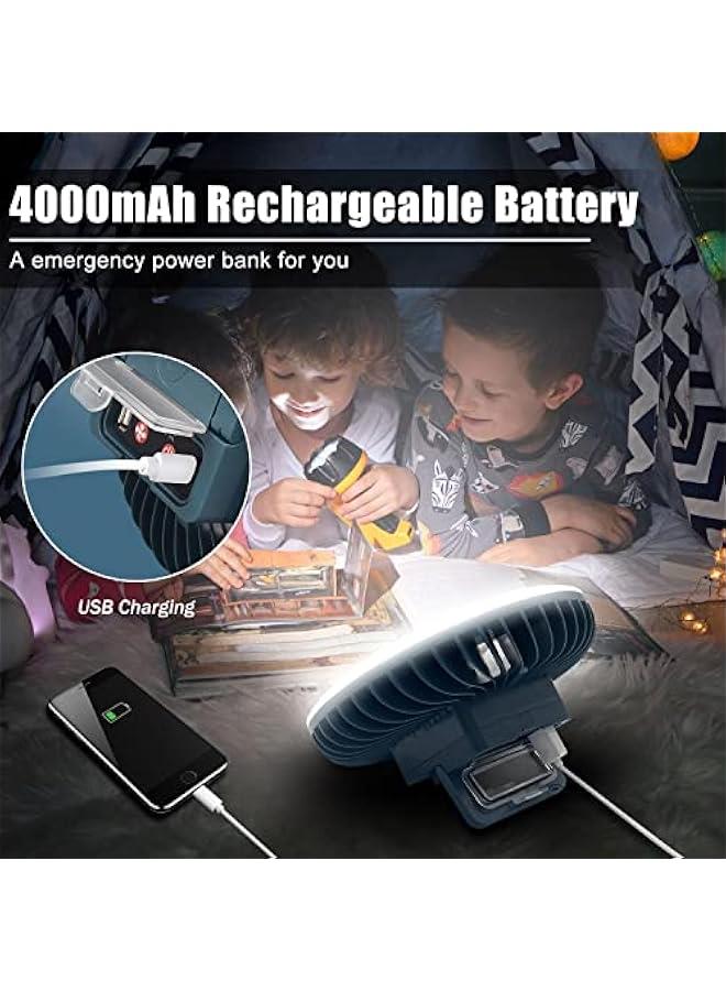 Loquat Portable Camping Fan with LED Lantern  USB Rechargeable Waterproof Tent Fan with Hanging Hook Magnet Survival Kits for Indoor Outdoor Hiking Car Office Desk Outdoor Emergency Power Outage - Image 4