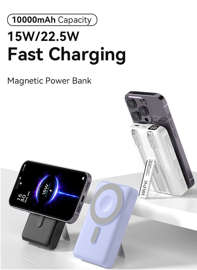 WAPIK Korean Brand M6 10000mAh Foldable Magnetic Wireless Power Bank Portable Charger 22.5W Blue  - Image 2