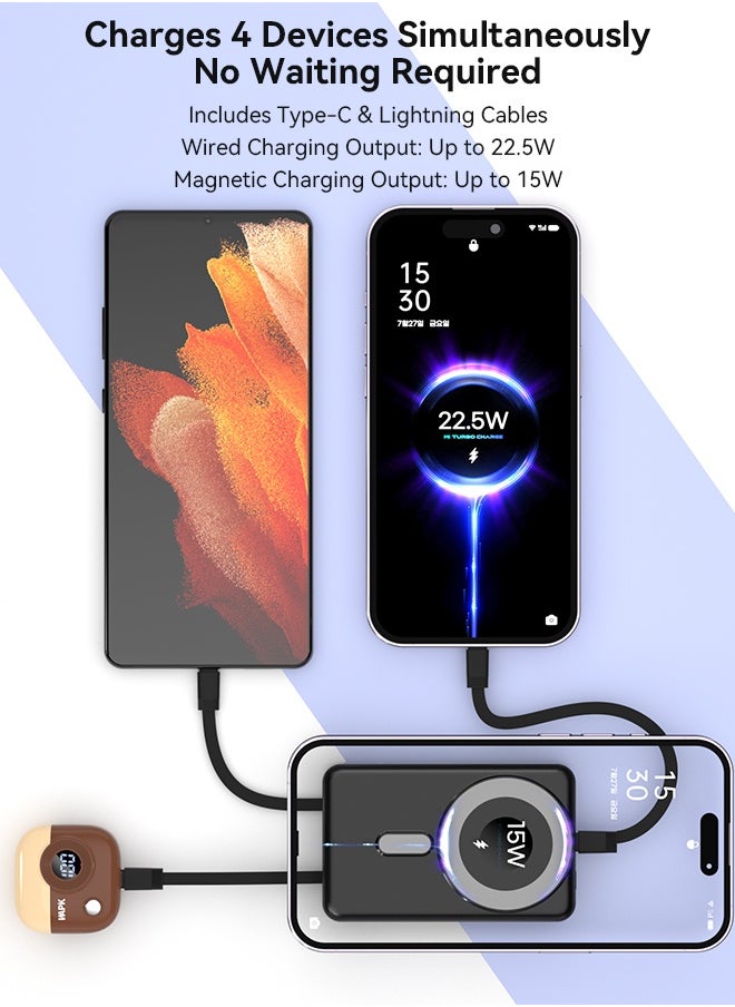 WAPIK Korean Brand M6 10000mAh Foldable Magnetic Wireless Power Bank Portable Charger 22.5W Blue  - Image 4
