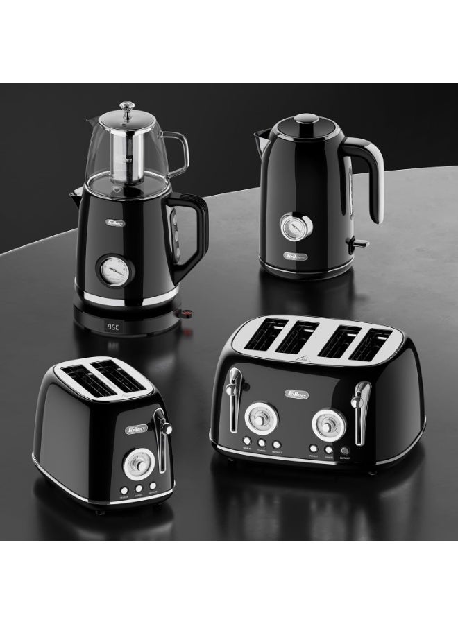 Feller Retro Style 1.7L Kettle with Thermometer, 2200 W, Stainless Steel Body, STRIX Controller, Dry Boil & Automatic Switch-Off, Ek200, 2Y Guarantee-UAE Version (Red) - Image 2