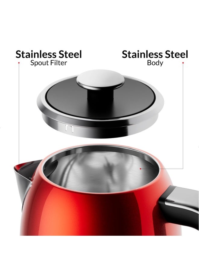 Feller Retro Style 1.7L Kettle with Thermometer, 2200 W, Stainless Steel Body, STRIX Controller, Dry Boil & Automatic Switch-Off, Ek200, 2Y Guarantee-UAE Version (Red) - Image 4