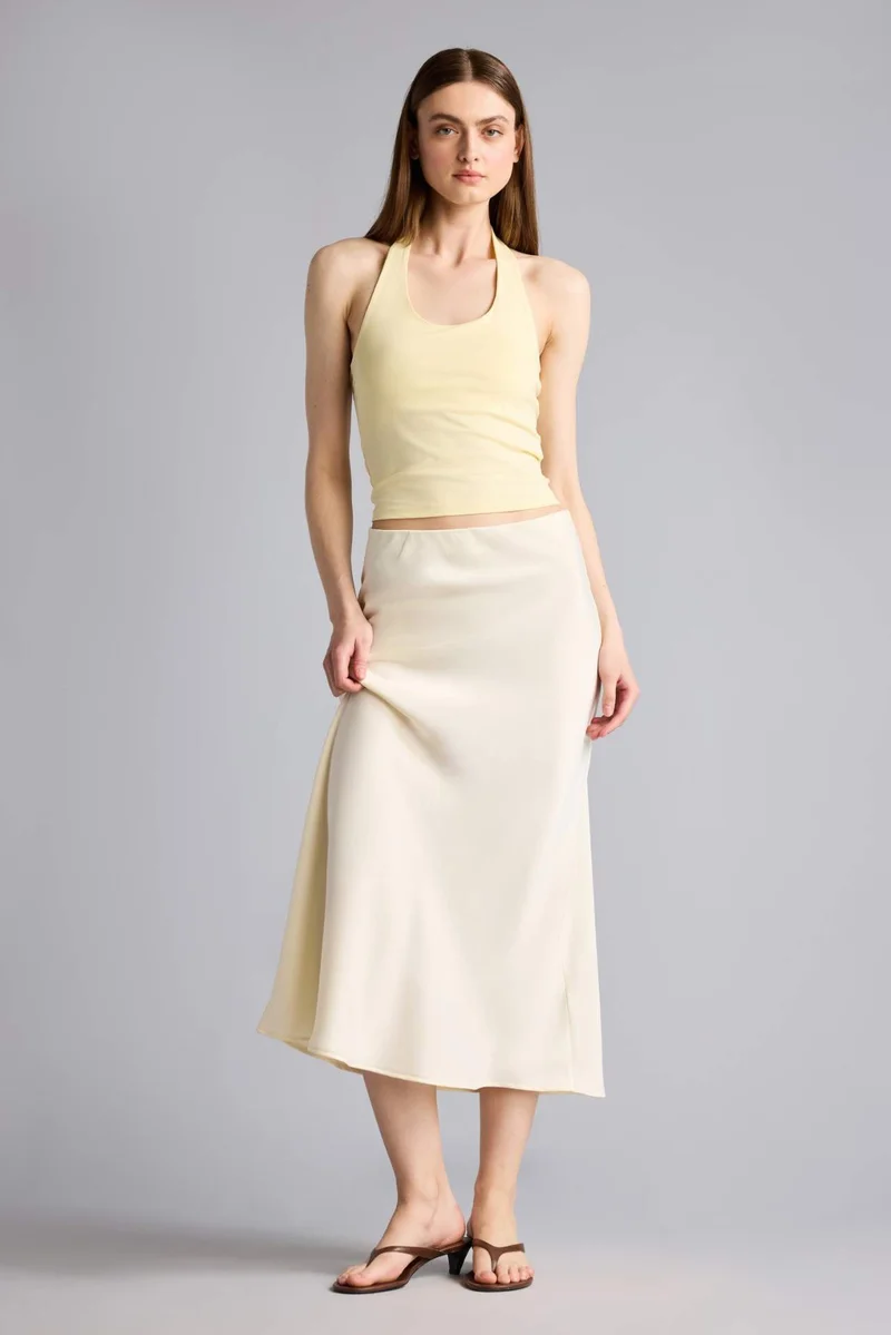 ديفاكتو A Cut Satin Normal Waist Skirt