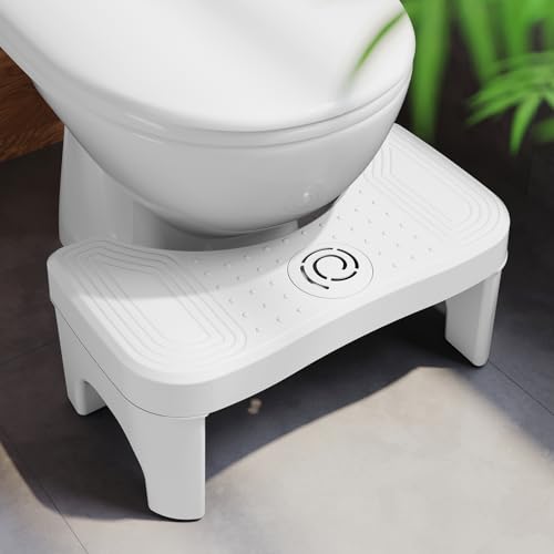 Recximi Toilet Stool Squat Adult Pooping Foot Stool for Adults Travel Potty Squatting Stool for Toilet Step for Seniors Toilet Assistance Steps Poop Bench for Feet White - Image 1