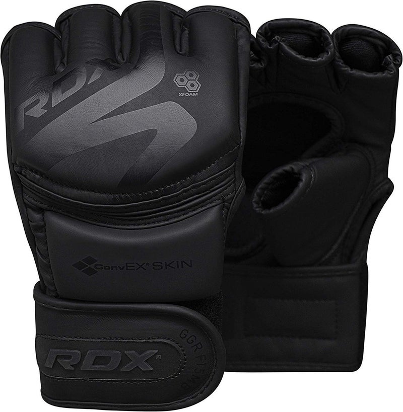 Rdx MMA Gloves Premium Real Maya Hide Leather, Mixed Martial Arts Sparring & Grappling Gloves for Training, Fighting Gloves, Fingerless Design, Padded Open D-Cut Palm, Mixed Martial Arts Equipment - Image 1