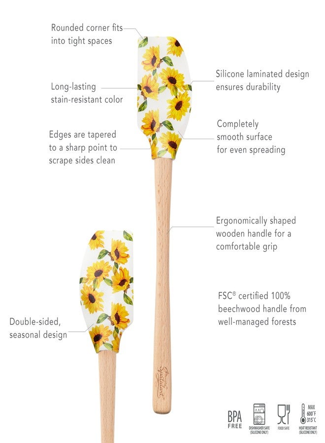Tovolo Spatulart ‘Sunflower’ Silicone Spatula with Wood Handle - BPA Free, Heat-Resistant, Ideal for Baking, Mixing & Meal Prep - Image 4