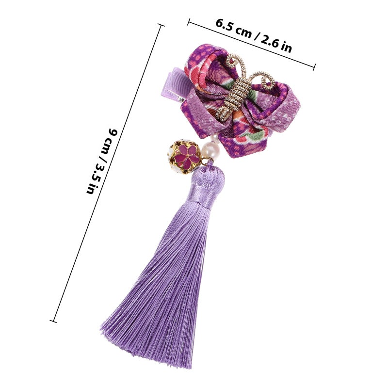 1 Pair New Year Cloth Hair Tassels Hair Clips Kids Headbands Chinese Hair Clips - Image 2