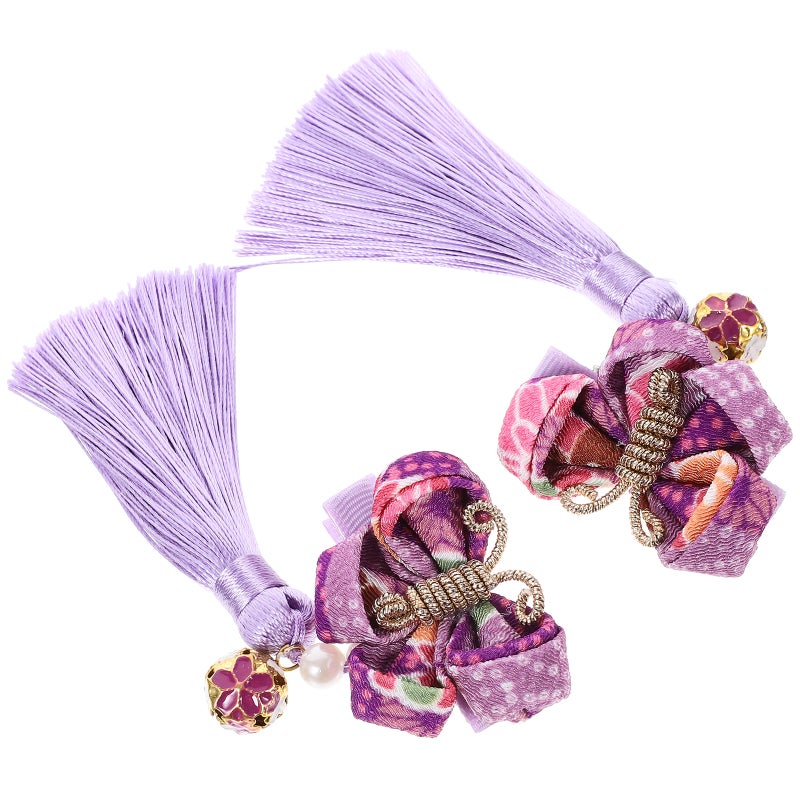 1 Pair New Year Cloth Hair Tassels Hair Clips Kids Headbands Chinese Hair Clips - Image 1