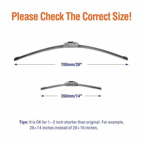WOWIPER Wiper Blades 28" + 14" Automotive Replacement Windshield Wiper Blades for My Car Premium All-Seasons OE Quality Wipers for Front Windshield(Set of 2) - Image 4