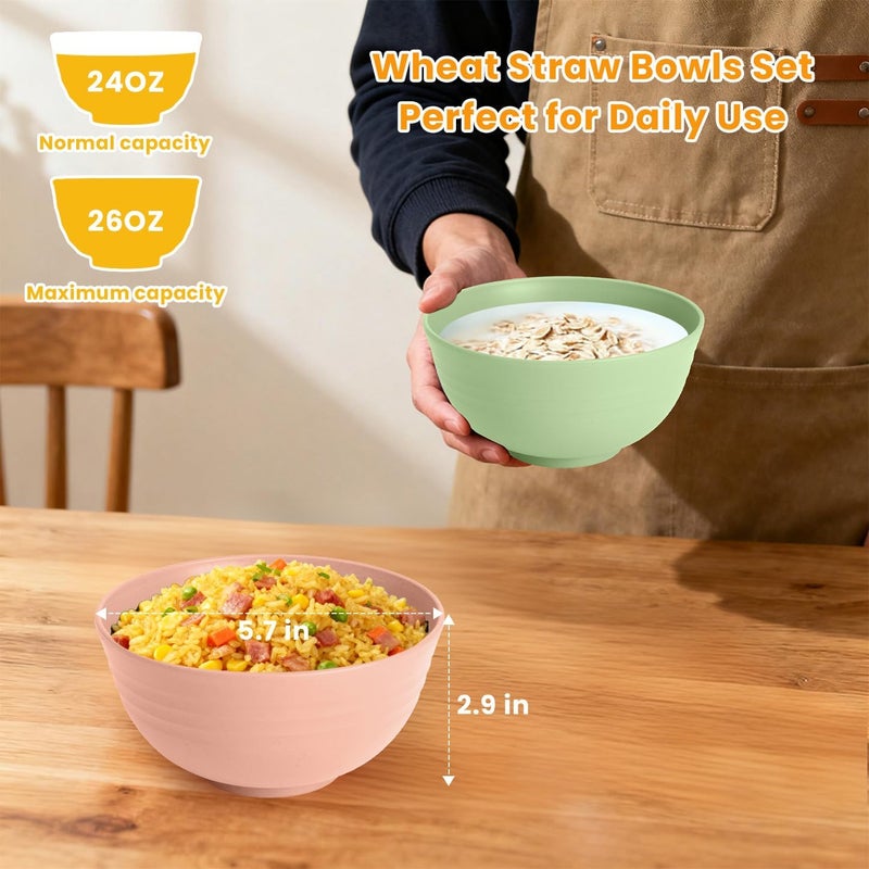Homienly Cereal Bowl Set, Wheat Straw Fiber Unbreakable Lightweight Bowls Set - Image 2