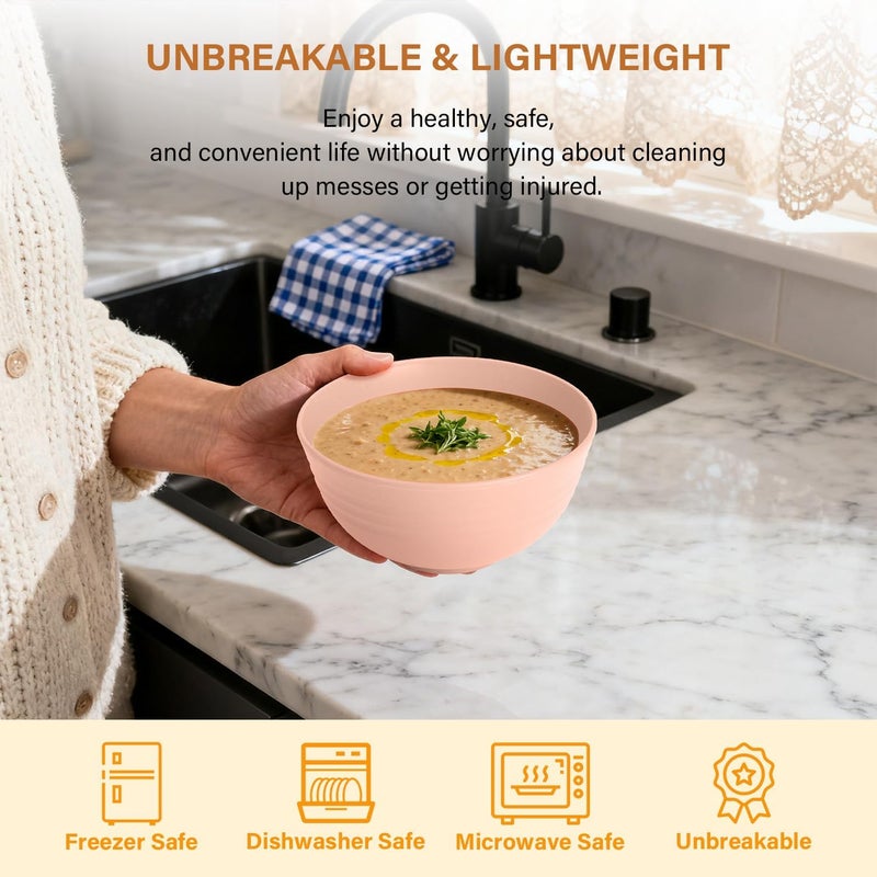 Homienly Cereal Bowl Set, Wheat Straw Fiber Unbreakable Lightweight Bowls Set - Image 5