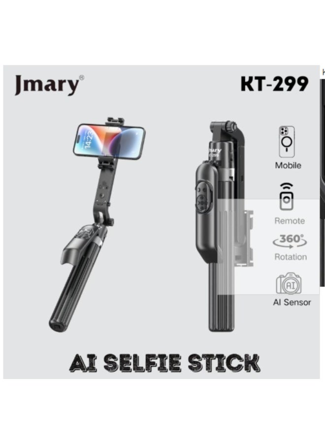 Jmary AI TRACKING KT-299 Selfie Tripod – Smart Auto Face Tracking, 360° Rotation & Adjustable Stand for Perfect Selfies - Image 1