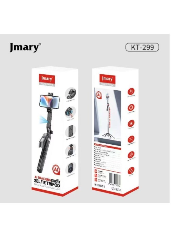 Jmary AI TRACKING KT-299 Selfie Tripod – Smart Auto Face Tracking, 360° Rotation & Adjustable Stand for Perfect Selfies - Image 2