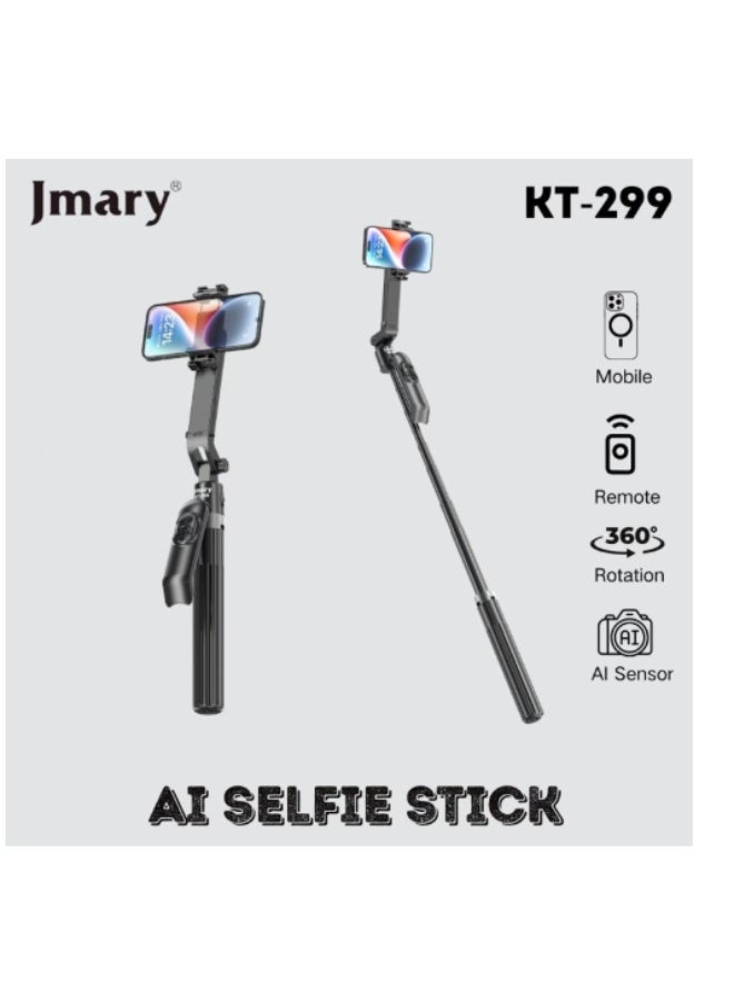 Jmary AI TRACKING KT-299 Selfie Tripod – Smart Auto Face Tracking, 360° Rotation & Adjustable Stand for Perfect Selfies - Image 4