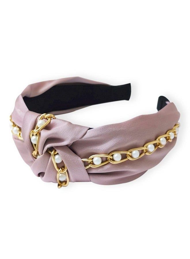 OOMPHelicious Jewellery Pink & Gold Chain With Pearls Fashion HairBand For Women & Girls Stylish Latest - Image 3
