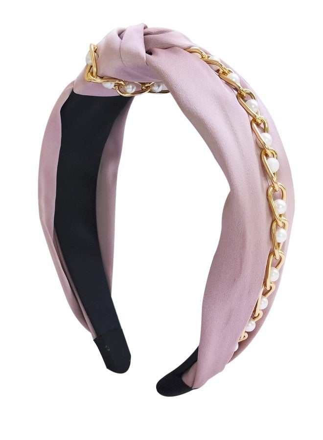 OOMPHelicious Jewellery Pink & Gold Chain With Pearls Fashion HairBand For Women & Girls Stylish Latest - Image 2