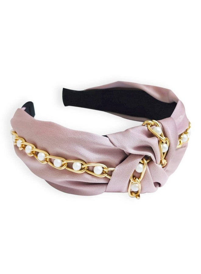 OOMPHelicious Jewellery Pink & Gold Chain With Pearls Fashion HairBand For Women & Girls Stylish Latest - Image 1