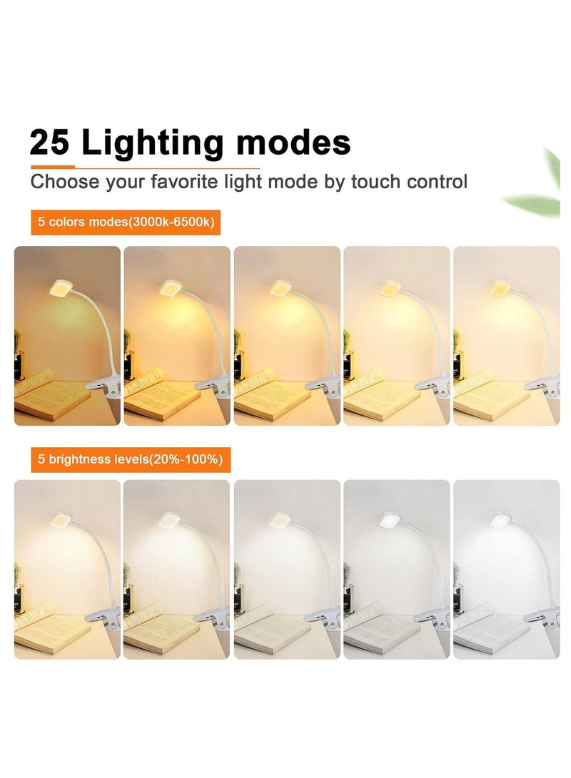 ARNOTEC LED Desk Lamp, 36-LED Rechargeable Clip-On Reading Light with 25 Lighting Modes, 5 Color Temperatures & 5 Brightness Levels, Eye-Protection Flexible Gooseneck Lamp for Bed, Headboard, Desk and Video Conferencing - Image 3